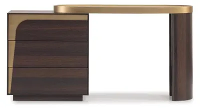 Produktbild von Eleganter brauner Schminktisch aus Holz mit Spiegel und modernem