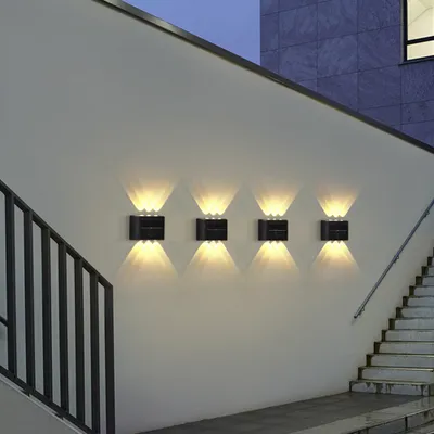 Produktbild von 4x Solar Garten Lampe Wandlampe Solarlampe auf und ab leuchtende super helle Wandlampe 8LED (Warmlicht)