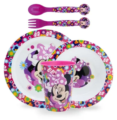 Kinder-Geschirrset, 4-teilig, BPA-frei, Minnie Mouse, rund, 22 cm