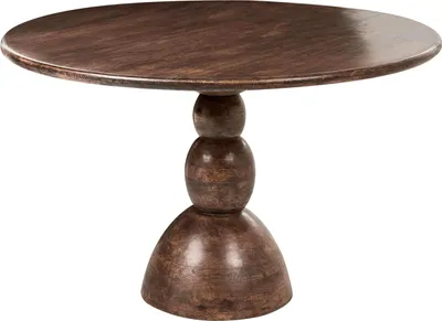 Produktbild von BELIANI Esstisch Dunkelbraun Mangoholz-Tischplatte und -Beine Rund ø 120 cm für 4 Personen Modernes Design Küchentisch Esszimmertisch Holztisch