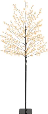 Produktbild von Lumineo LED Baum mit Timer schwarz weiß 150 cm warmweiß