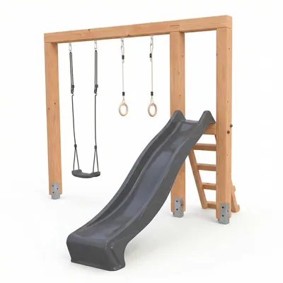 Image de EXIT Linea Massiv 140 Portique en Bois – avec Balançoire & Toboggan & Anneaux – Enfants