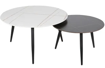 Produktbild von Couchtisch-Set HARDI 2 – Schwarz matt / Weiß matt / Schwarz