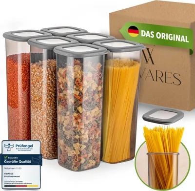 Immagine prodotto di Viwares barattoli per la conservazione con coperchio ermetico, set di 6 contenitori per la conservazione senza BPA, barattolo per la conservazione della farina di muesli in cucina, pratico organizzatore per la cucina, contenitori per la conservazione degli alimenti