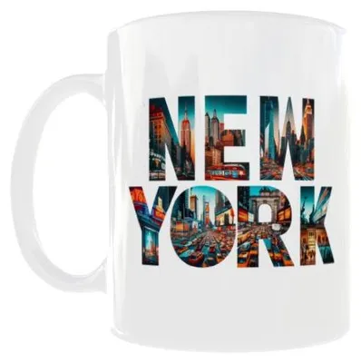 Produktbild von Becher aus Keramik 300 ml mit New York, USA Motiv, spülmaschinenfest