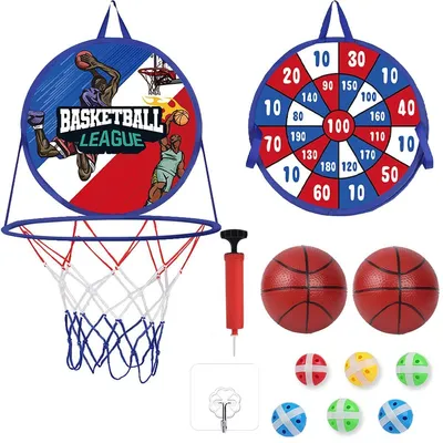 Productafbeelding van 2 In 1 Basketbal Werpspel Indoor Basketbalring voor Tieners en Volwassenen