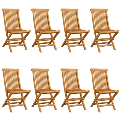 Produktbild von Gartenstühle mit Grauen Kissen 8 Stk. Massivholz Teak