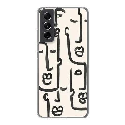 Produktbild von MuchoWow® Handyhülle Schutzhülle Hülle für Samsung Galaxy S21 FE Muster - Abstrakt - Linienkunst Silikon Softcase Handy Hülle - Mobiltelefonhülle