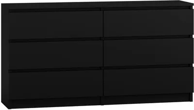 Produktbild von Roe Furniture | Kommode - 6 Schubladen - 140 cm - Schwarz matt - Modernes Design - Funktional und stilvoll - Sideboard