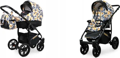 Produktbild von BabyLux® Miracle | 2in1 Kinderwagen Set | Gold Leaf | Kombikinderwagen | Kinderwagenset | Buggy