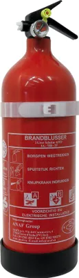 A red fire extinguisher is shown against a white background.