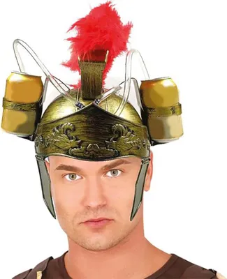 Imagen del producto de Casco de gladiador para despedida de soltero, ideal para fiestas, con capacidad para cerveza y otras bebidas. Accesorio rojo y dorado, perfecto para divertirse. Color: dorado