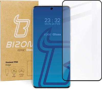 Produktbild von Gehärtetes Glas Bizon Glass Edge für Huawei P50, Schwarz