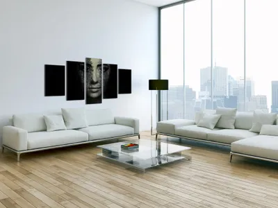 Produktbild von Akustikbild Abstrakt 200x100 cm Bilder Akustikschaum Hochleistungsschallabsorber Schallschutz Leinwand 5 tlg Wandbild Raumakustik Schalldämmung 030106-1