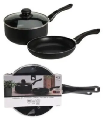 Productafbeelding van EH Pannenset aluminium met antiaanbaklaag - Set steelpan en koekenpan 20cm