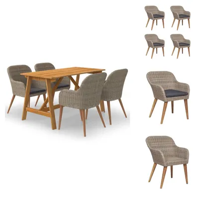 Immagine prodotto di vidaXL Set da pranzo da giardino 5 pezzi marrone - Set di mobili da giardino