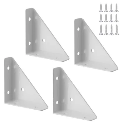 Obrázek produktu pro Rohový úhel, tvar L, 6 kusů, bílá barva, rozměry 66x92 mm, ocel