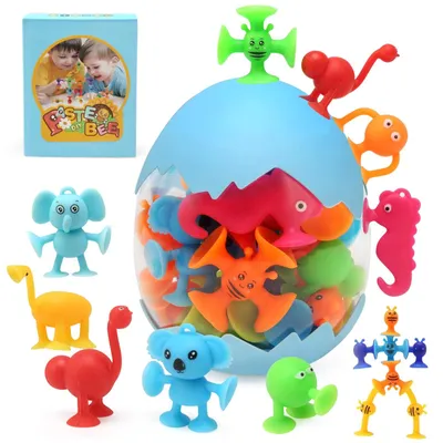 Image de Jouet de bain Montessori à ventouse - 26 pièces - Silicone - Pour enfants de 3 à 7 ans