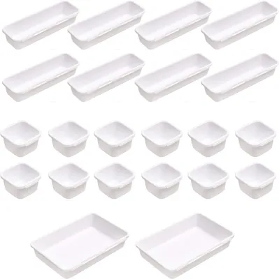 Image de Lot de 22 rangements pour tiroirs JustValue – antidérapants – empilables – blancs