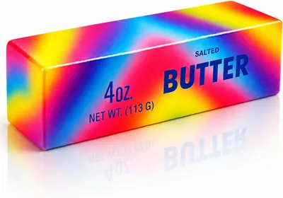 Produktbild von Butter Squishy - Antistress Margarine Quetsch zur effetkiven Ablenkung im Büro, Schule, Alltag Butter (Rainbow)