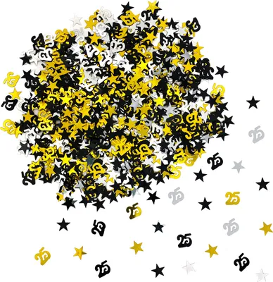 Produktbild von Oblique Unique Konfetti 25 Geburtstag Jubiläum Silberhochzeit Streudeko Streuteile Deko 500 Stk gold silber schwarz