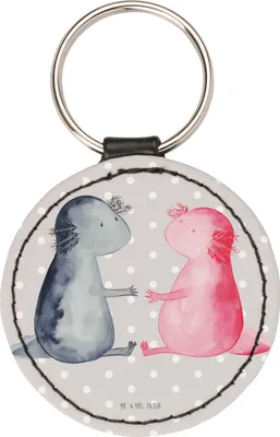 Produktbild von Mr. & Mrs. Panda Schlüsselanhänger Axolotl Liebe - Grau Pastell - Geschenk, Lurch, Valentinstag, mini, Anhänger, schlüsselring, schlüssel, Taschenanhänger