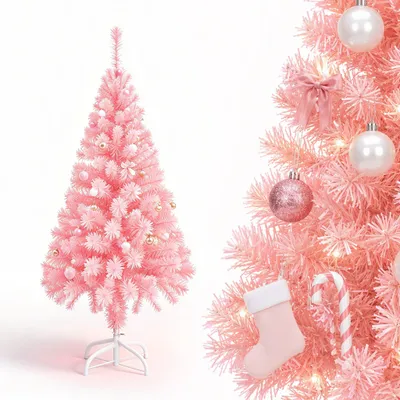 Obrázok produktu pre ROSEJANE, umelý vianočný stromček, ružová farba, 180 cm, PVC, 600 vetvičiek, so stojanom