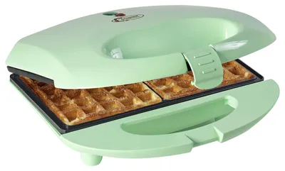 Produktbild von Bestron Brüsseler Waffeleisen im Retro Design, Waffelmaker für 2 belgische Waffeln, mit Antihaftbeschichtung & Backampel, 700 W, Farbe: Mint