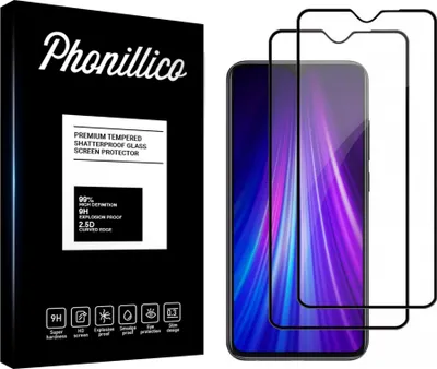 Image de Verre trempé pour Xiaomi REDMI NOTE 8 PRO [2 pièces] Protection d'écran Screen Protector avec bord noir Film anti-rayures verre résistant Phonillico®