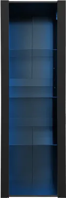 Produktbild von Schwarzer Hochglanz-Vitrinenschrank mit LED-Beleuchtung 3 Glasfaecher Vitrine Stehschrank Hochschrank Lagerschrank 55x38x166cm