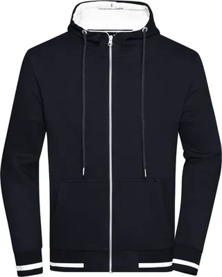 Produktbild von Sweat-Jacke mit Reißverschluss und Kapuze navy/white, Gr. 3XL