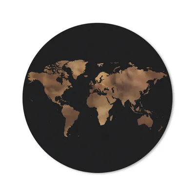 Produktbild von MuchoWow® Mauspad Mousepad Weltkarte - Gold - Schwarz 20x20 cm - Mousepads - Maus Mat - Pad - Mausunterlage - Schreibtischmatte