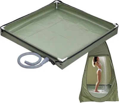 Produktbild von Portable Camping-Dusche - 80x80x10 cm - Grün - Außen-Duschen - Mit Abwasser-Ablauf