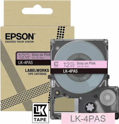 Imagen del producto de Epson LabelWorks LK-4PAS - Rosa pastel/Gris - Rollo (1,2 cm) con 1 cartucho de cinta - compatible con LabelWorks LW-C410, LW-C610