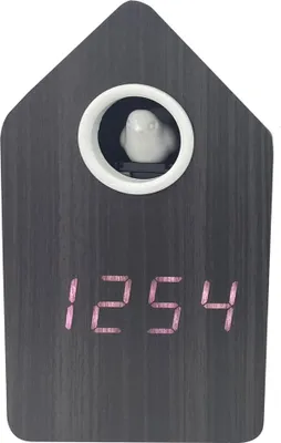 Produktbild von Karlsson - Wecker Cuckoo LED - Schwarzes Holz