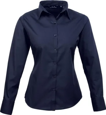 Image de Premier Workwear , Chemisier à manches longues en popeline pour femmes, marine, 36 (XS/8)