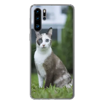 Produktbild von MuchoWow® Handyhülle Schutzhülle Hülle für Huawei P30 Pro Katze - Siamese - Gras - Mädchen - Kinder - Jungen - Kind Silikon Softcase Handy Hülle - Schutzdeckel