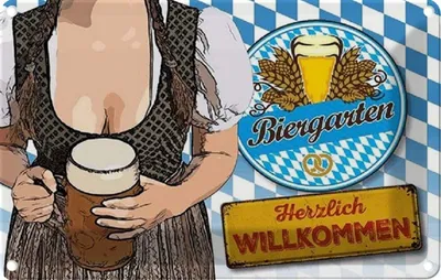Produktbild von vianmo Blechschild 20x30 cm Biergarten Willkommen Bayern Essen Trinken