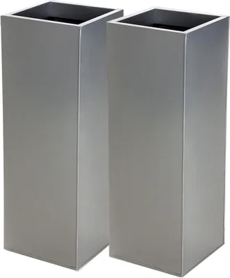 Image de VIVANNO Bac à plantes zinc BLOCK colonne, argent mat - 24x24x65 cm