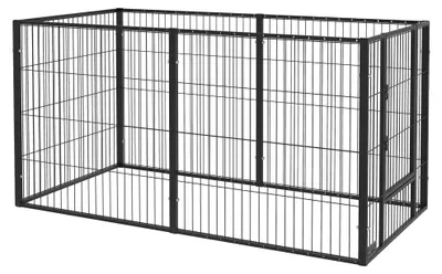 Obrázek produktu pro Psí hřiště, nastavitelné kovové panely, odolná ocelová konstrukce, černá barva, 150 x 79 x 81 cm