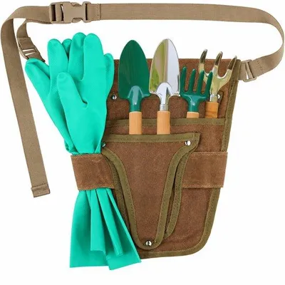Obrázok produktu pre Nastaviteľná taška cez rameno z odolného plátenného materiálu – 30x29 cm – vhodná pre záhradníkov a remeselníkov – hnedá