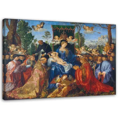 Zdjęcie produktu dla Obraz, Święto Różańcowe - A. Dürer reprodukcja 90x60 cm Feeby kolorowy obraz na ścianę  gotowy do powieszenia