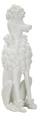 Produktbild von Skulptur Großer Pudel aus glänzend weißem Kunstharz