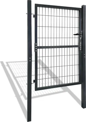 Zdjęcie produktu dla TRMLBE brama ogrodowa metalowa brama ogrodowa solidna trwała brama ogrodzeniowa ocynkowana pojedyncza siatka druciana brama ogrodzeniowa antracyt w komplecie słupek bramy plastikowe uchwyty i zamek wpuszczany (150x100cm)
