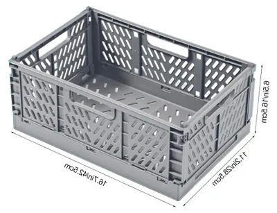 Produktbild von 2 Stück Faltbare Kunststoff Aufbewahrungsbox, Einkaufskiste Klappbar, Stabil Klappboxen Faltbar für Küche, Büro, Schlafzimmer, Schrank, Schublade (Grau, 42.5*28.5*16.5)