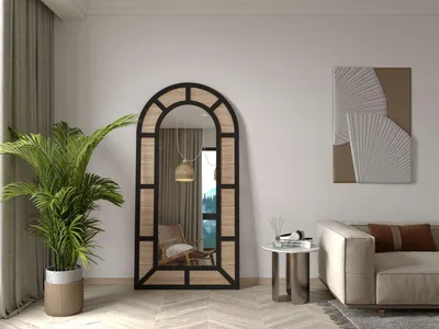 Produktbild von Skye Decor, Moderner Cheval-Spiegel in Schwarz, 90 x 180 cm | 100% MDF, Wandmontage möglich | Geometrisches Design für stilvolle Wohnräume und Schlafzimmer.