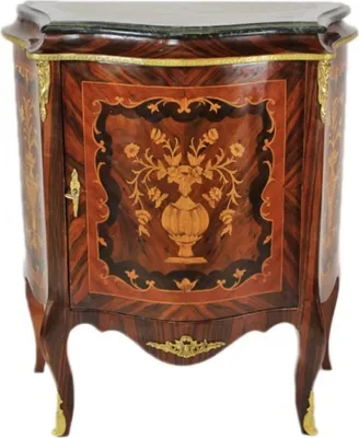 Image de Casa Padrino Commodes baroques Armoire avec plateau en marbre Acajou incrusté - Meubles Commode