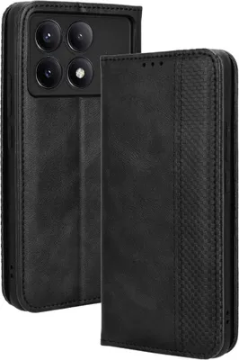 Produktbild von Xiaomi Poco F6 Pro Hülle - Coverup Vintage Style Klapphülle - Schwarz