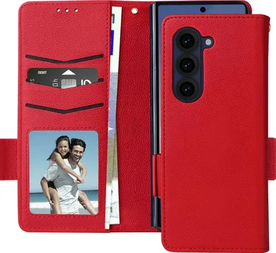 Produktbild von Avizar, Samsung Galaxy Z Fold6 Kunstlederhülle mit Handschlaufe, Rot