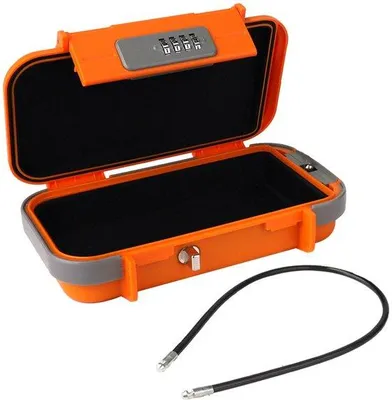 Zdjęcie produktu dla Mini wodoodporna klamra podróżna – 23,5 × 14,1 × 6 cm – pomarańczowa – zamek szyfrowy – zabezpieczenie przed kradzieżą – plaża, podróże, sport